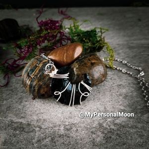 Wire Wrapped Obsidian Moon